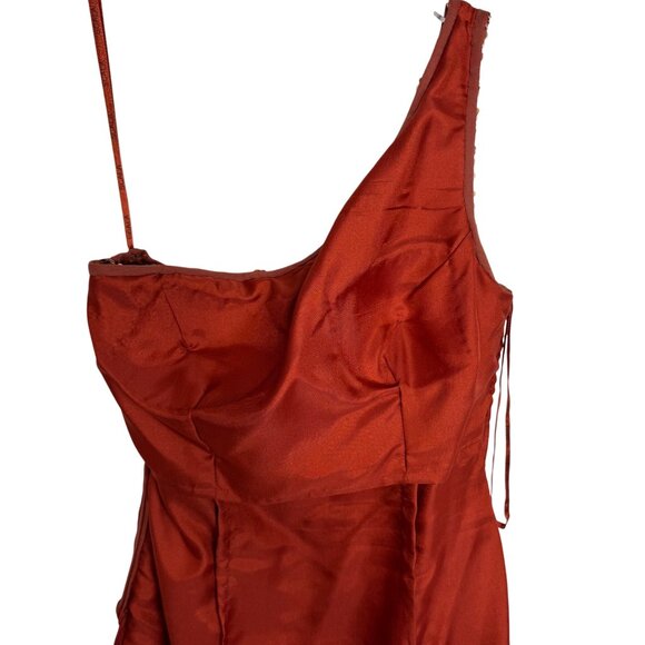 Vintage Scala One-Shoulder Full Sequin and Silk Mini Dress Sparkling Rust Orange - Picture 10 of 11